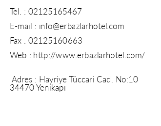 Erbazlar Hotel iletiim bilgileri
